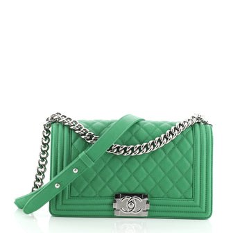 Chanel Boy Flap Bag Quilted Caviar Old Medium