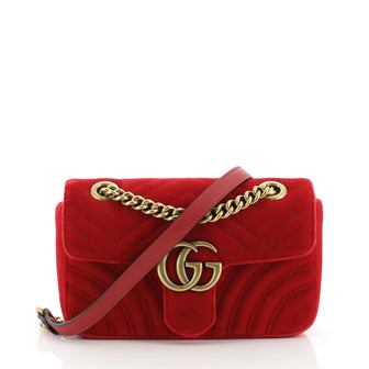 Gucci GG Marmont Flap Bag Matelasse Velvet Mini
