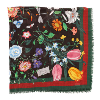 Gucci Flora Web Shawl Printed Wool and Silk