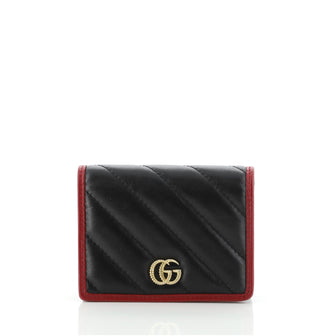 Gucci GG Marmont Card Case Diagonal Quilted Leather