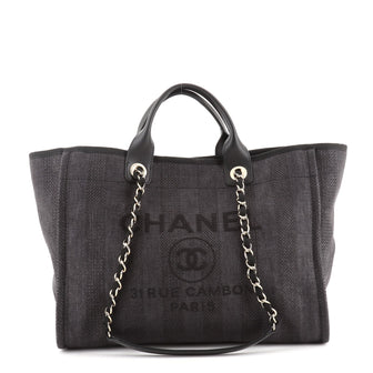 Chanel Deauville Tote Striped Mixed Fibers Medium