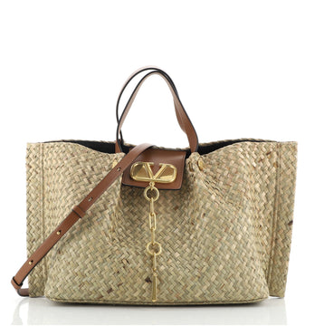 Valentino VLogo Escape Tote Straw Medium