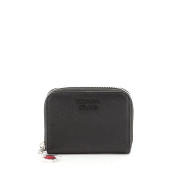 Prada Monochrome Zip Around Wallet Saffiano Leather Compact