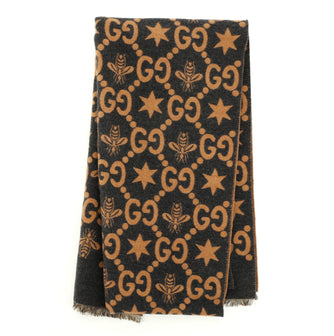 Gucci Bees and Stars GG Scarf Wool and Silk