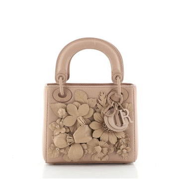 Christian Dior Ultra Matte Lady Dior Bag Flower Embroidered Lambskin Mini