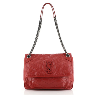 Saint Laurent Niki Chain Flap Bag Matelasse Chevron Leather Medium