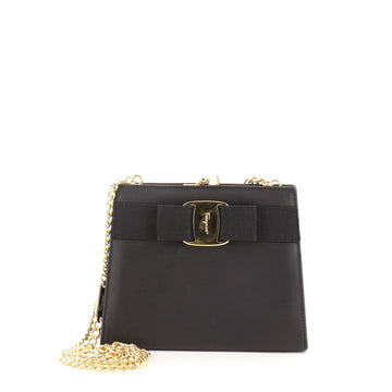 Salvatore Ferragamo Vintage Kisslock Chain Crossbody Bag Leather Mini