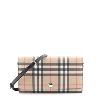 Burberry Hannah Wallet on Strap Vintage Check Canvas