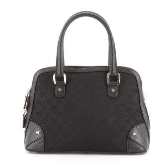 Gucci Vintage Dome Satchel GG Canvas with Studded Leather Small
