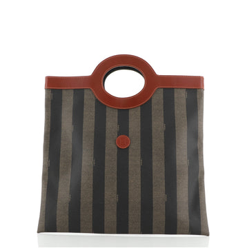 Fendi Vintage Pequin Cut Out Handle Bag Coated Canvas Large