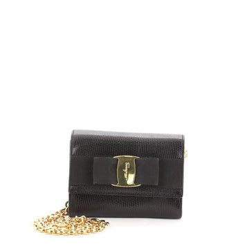 Salvatore Ferragamo Ginny Chain Waist Bag Lizard Embossed Leather Small