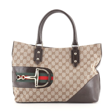 Gucci Web Hasler Tote GG Canvas Medium