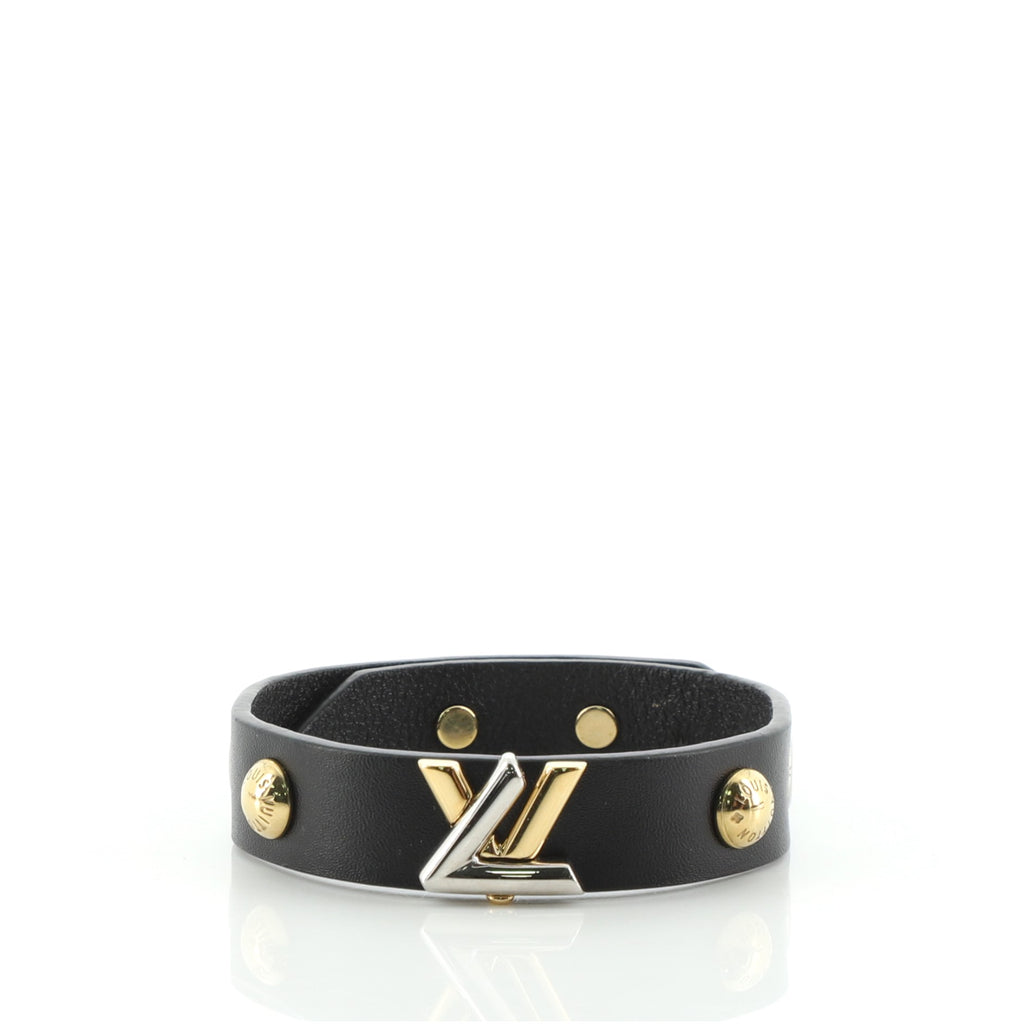 Louis Vuitton Twist Bracelet Embellished Leather Black 61793200