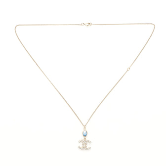 Chanel CC Pendant Chain Necklace Metal with Faux Pearl and Crystal