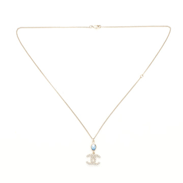 Chanel CC Pendant Chain Necklace Metal with Faux Pearl and Crystal