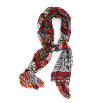 Chanel Striped Tweed Scarf Printed Modal Cashmere and Silk