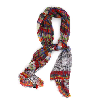 Chanel Striped Tweed Scarf Printed Modal Cashmere and Silk