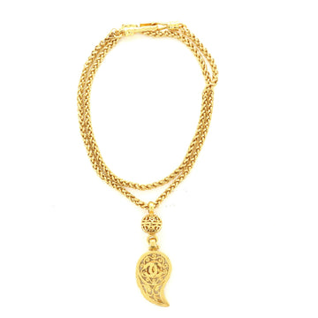 Chanel Paisley Fretwork Pendant Necklace Metal