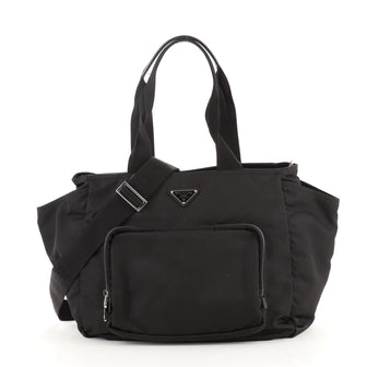 Prada Convertible Front Pocket Shopping Tote Tessuto Large