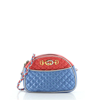 Gucci Trapuntata Camera Shoulder Bag Quilted Laminated Leather Mini