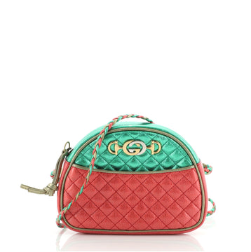 Gucci Trapuntata Camera Shoulder Bag Quilted Laminated Leather Mini
