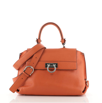 Salvatore Ferragamo Sofia Satchel Pebbled Leather Medium