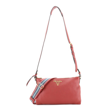 Prada Dual Strap Flat Crossbody Bag Vitello Daino Medium