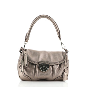 Prada Antic Pushlock Shoulder Bag Vitello Daino Small