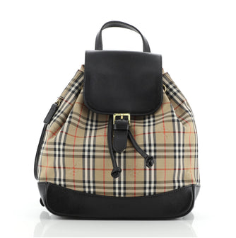 Burberry Vintage Buckle Backpack Horseferry Check Canvas with Leather Small