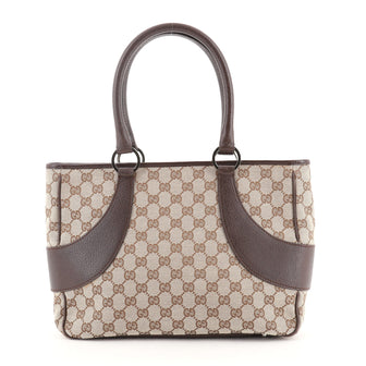 Gucci Vintage Zip Tote GG Canvas with Leather Medium