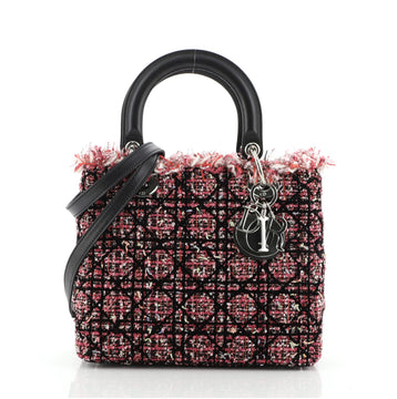 Christian Dior Lady Dior Bag Cannage Quilt Tweed with Leather Medium