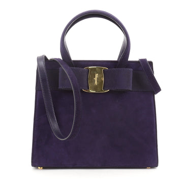 Salvatore Ferragamo Convertible Vara Bow Tote Suede Small