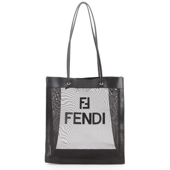 Fendi Vintage Logo Tote Mesh with Leather Large