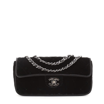 Chanel Vintage CC Flap Bag Quilted Velvet East West