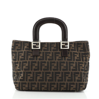 Fendi Vintage FF Handle Tote Zucca Canvas Small