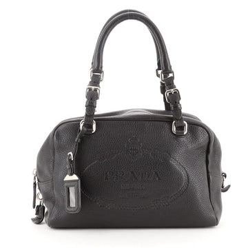 Prada Embossed Logo Bauletto Bag Vitello Daino Medium