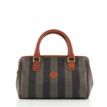 Fendi Vintage Pequin Convertible Boston Bag Coated Canvas Small