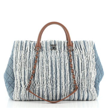 Chanel Shopping Tote Fringe Denim Large