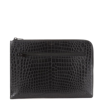 Saint Laurent Rider Zipped Document Holder Crocodile Embossed Leather Large