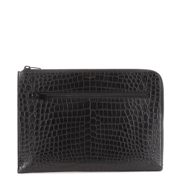 Saint Laurent Rider Zipped Document Holder Crocodile Embossed Leather Large