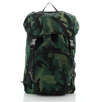 Prada Double Buckle Backpack Printed Tessuto Medium