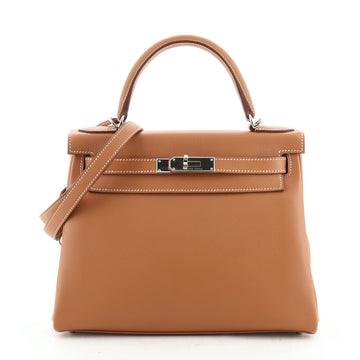 Hermes Kelly Handbag Verso Evercolor with Palladium Hardware 28