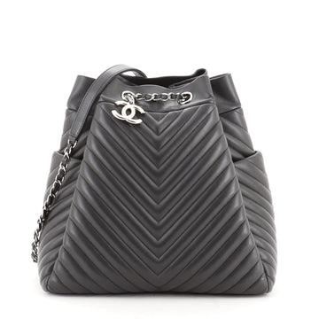 Chanel Urban Spirit Drawstring Bag Chevron Calfskin Large