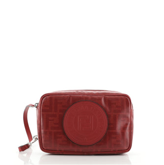 Fendi Logo Stamp Camera Pouch Zucca Coated Canvas