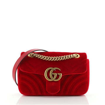 Gucci GG Marmont Flap Bag Matelasse Velvet Small