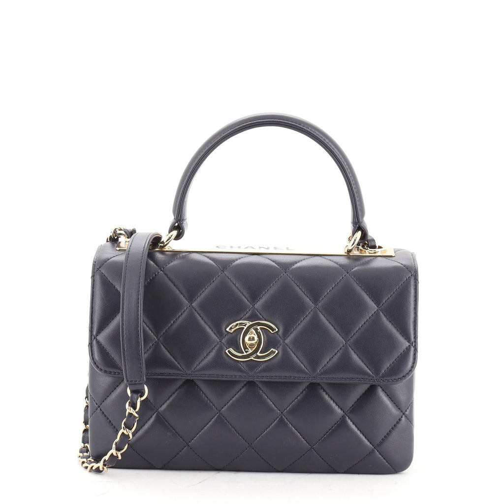Chanel Trendy CC Top Handle Bag Quilted Lambskin Small Blue 618004