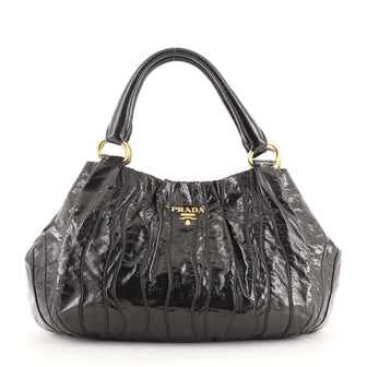 Prada Stripes Satchel Vernice Naplak Medium