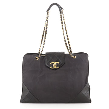 Chanel Vintage Supermodel Weekender Bag Canvas with Leather Large