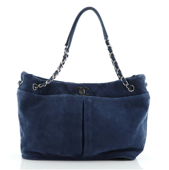CHANEL Ultra Soft Suede Natural Beauty Tote Blue 416333