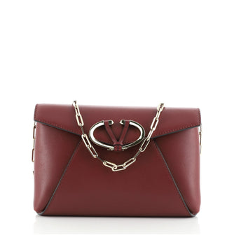 Valentino V Rivet Chain Clutch Leather